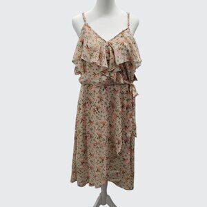 Xhilaration Cold Shoulder Faux Wrap Ruffle V-Neck Boho Gypsy Floral Dress XXL